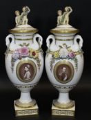 A pair of 19th Century Copenhagen exhibition quality vases,