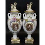 A pair of 19th Century Copenhagen exhibition quality vases,