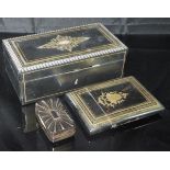 A 19th Century tortoiseshell card case with gold Greek Key and honeycomb style borders,
