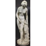 AFTER ETIENNE MAURICE-FALCONET (1716-1791) "La Baigneuse", marble statue of bather,