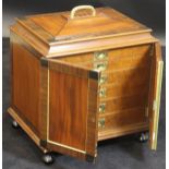 A modern mahogany and cross banded cutlery cabinet in the Regency style,