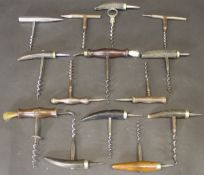 A collection of various corkscrews with spikes including a "P Henwoodson / Soutter & Co.