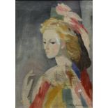 ATTRIBUTED TO MARIE LAURENCIN (1883-1956) "Girl with flowers in her hair", oil on canvas,