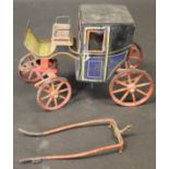 A Märklin of Germany Brougham Series two seat horse carriage with driver seat, painted tin plate,