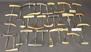 A collection of various corkscrews to include mainly antler and horn handled examples (35)