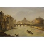 19TH CENTURY ITALIAN SCHOOL "The bridge and castel Saint Angelo with the cupela of St.