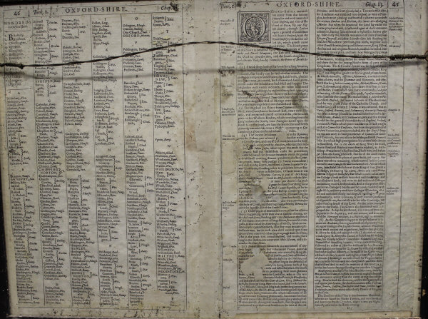 AFTER JOHN SPEEDE (1552-1629) "Oxfordshire decribed with Ye Cite and the Arms of the Colleges of - Image 2 of 23