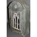 A 19th Century continental painted walnut food cupboard in the Gothic style,