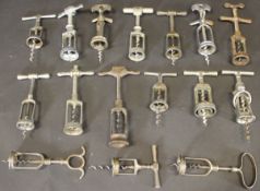 A collection of all metal corkscrews various including a "The Victor", "The Challenge",