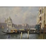 E BIANCHINI (20th Century) "Venezia", a Venetian scene with gondolier in foreground, oil on canvas,