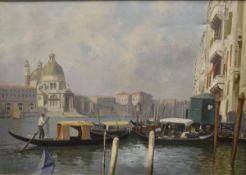 E BIANCHINI (20th Century) "Venezia", a Venetian scene with gondolier in foreground, oil on canvas,