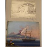 A scrapbook containing various watercolours, drawings and engravings / etchings,