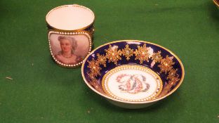 An 18th Century Sèvres porcelain cabinet cup and saucer decorated with portrait of Madame Du Barry