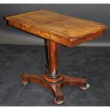 A 19th Century rosewood side table, the plain rectangular top above a plain frieze,