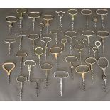A collection of various 19th Century and other mainly Bow corkscrews with and without collars (35)
