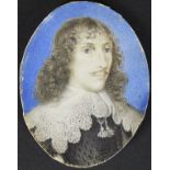 ENGLISH SCHOOL IN THE 17TH CENTURY MANNER "Gentleman in black shirt and white lace collar",
