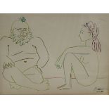 AFTER PICASSO (1881-1973) "Seated nude couple", signed and dated 27 1 54 and No'd.