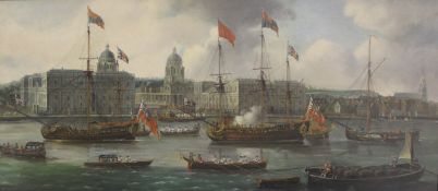 IN THE MANNER OF CANALETTO (20TH CENTURY) "Various shipping and other vessels on the Thames",