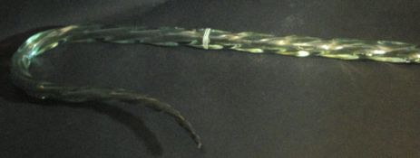 A Nailsea shepherd's crook in plain glass twisted stem