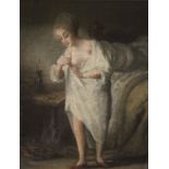 18TH CENTURY CONTINENTAL SCHOOL "Young woman in nightdress", oil on panel, unsigned,