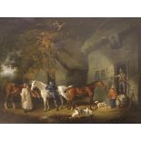 FOLLOWER OF GEORGE MORLAND (1763-1804) "Riders looking for lodging outside The Admiral Duncan pub",