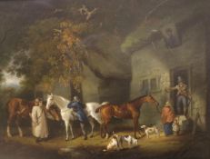 FOLLOWER OF GEORGE MORLAND (1763-1804) "Riders looking for lodging outside The Admiral Duncan pub",