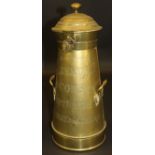 A brass milk churn marked "Alderney Cows Kept for the Nursery & Invalids",