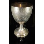 A Victorian silver trophy cup inscribed "O.W.