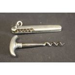 A late Victorian silver mounted pocket penknife and corkscrew (Birmingham, 1892),