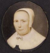 17TH CENTURY ENGLISH SCHOOL "Woman in mop cap and white collar", miniature portrait study,