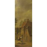 HEINRICH WILHELM SCHWEICKHARDT (1746-1797) "Figures outside an inn", oil on canvas, unsigned,