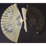 A 19th Century ivory and silk fan,