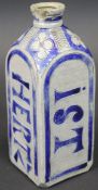 An unusual 18th Century Westerwald salt glazed stoneware bottle circa 1750,