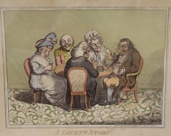 AFTER JAMES GILLRAY (1757-1815) "Two penny whist", 14 cm x 33 cm, "A decent story", - Image 3 of 3