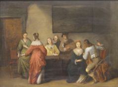 A FOLLOWER OF HENDRICK GERRITSZ POT (1585-1657) "Seven figures in an interior", oil on panel,