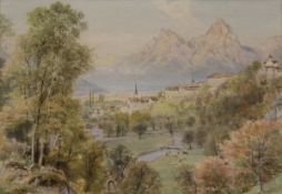 EBENEZER WAKE COOK (1843-1926) "The Mythen from Brunnen Lake of Lucern",