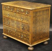 An oyster walnut and cross banded chest in the William and Mary taste,