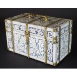 A 19th Century ivory and brass bound casket in the Gothic revival taste depicting thistles and