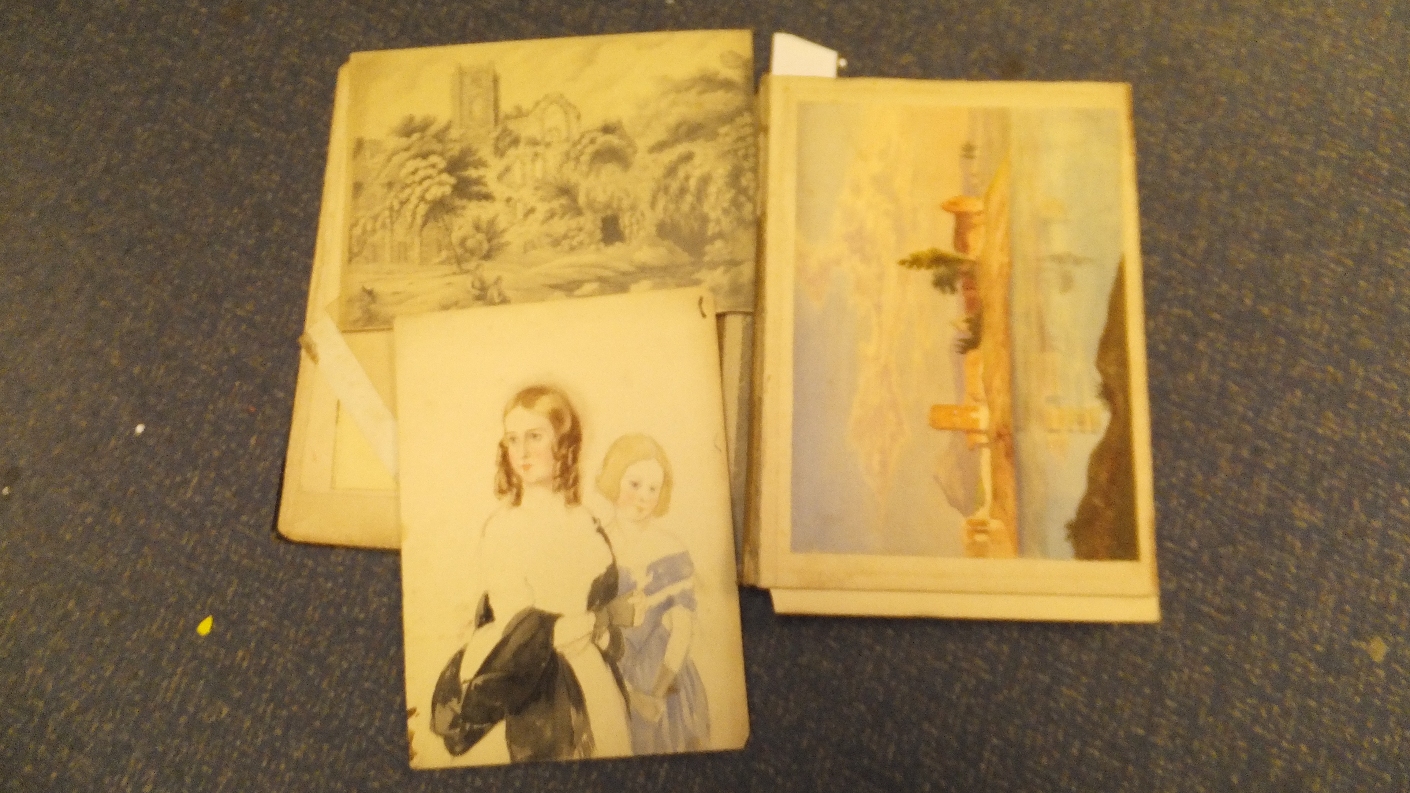 A scrapbook containing various watercolours, engravings, etchings, etc, - Image 3 of 52