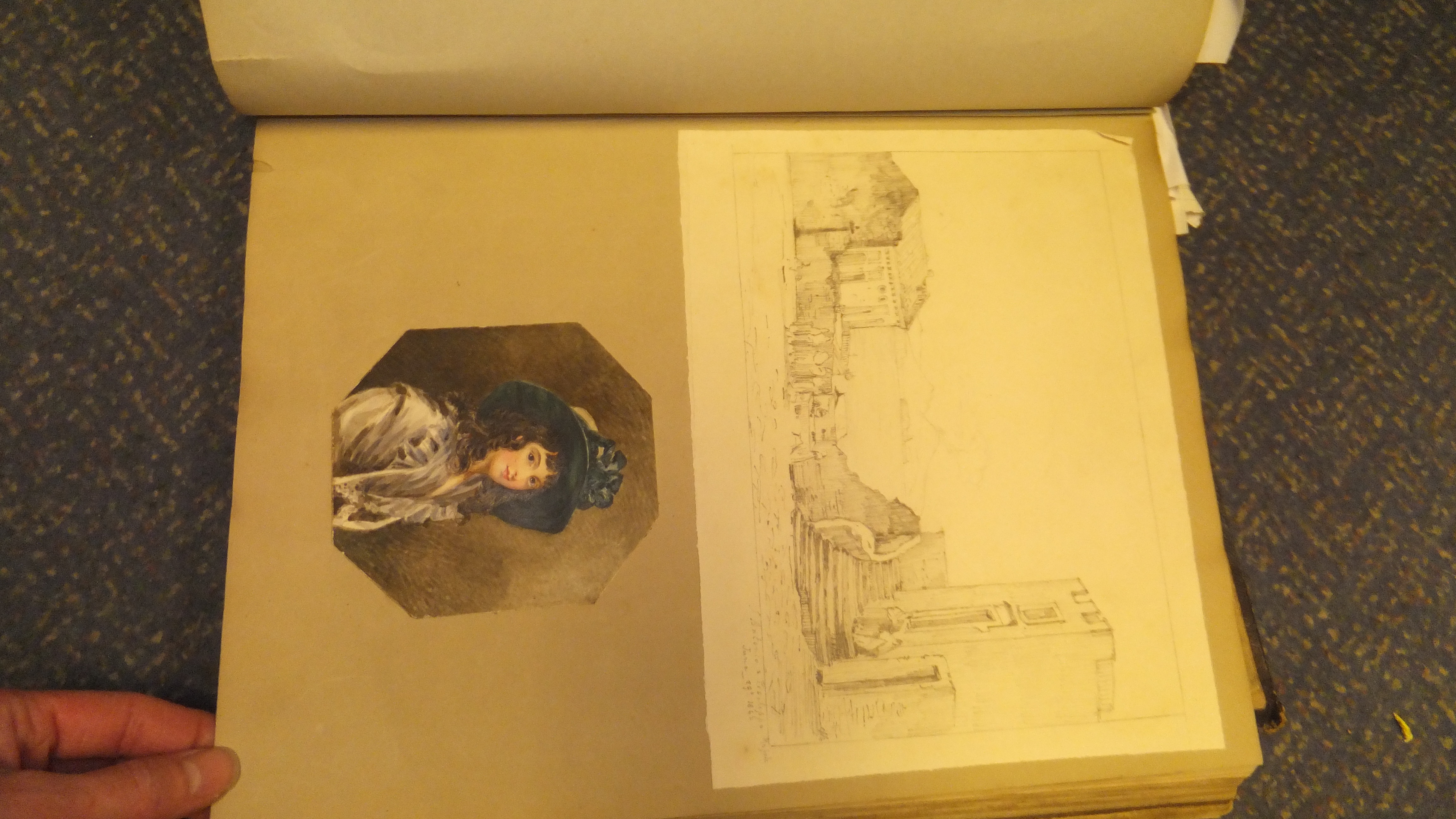 A scrapbook containing various watercolours, engravings, etchings, etc, - Image 20 of 52