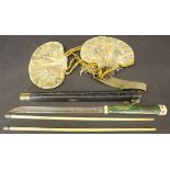 A 19th Century Chinese shagreen travelling eating set comprising green stained,