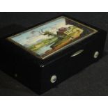 A 19th Century Swiss tortoiseshell cased miniature cylindrical music box,