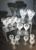 A selection of 19th Century table glassware to include eight wine glasses,