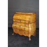 A 19th Century Dutch walnut and marquetry inlaid bureau,