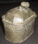 An 18th Century lead tobacco jar, the finial as a blackamoor head,