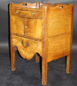 a George III mahogany night table with three quarter galleried top above thin drawer,