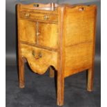 a George III mahogany night table with three quarter galleried top above thin drawer,