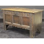 A circa 1700 oak coffer,