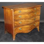 A George III serpentine fronted mahogany chest of four graduated drawers,