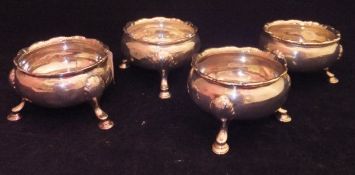 A composite set of four George III silver open salts (various makers, London,